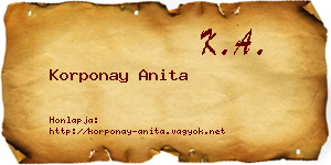 Korponay Anita névjegykártya