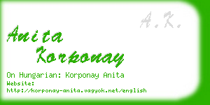 anita korponay business card